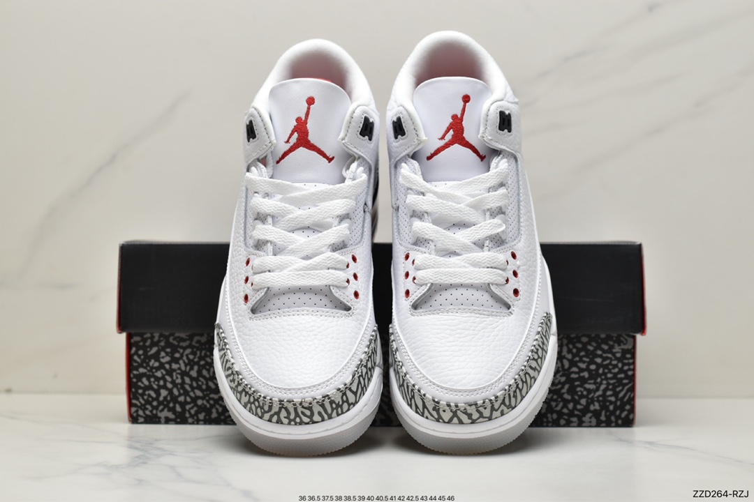 250 Air Jordan AJ3 Retro 罚球线白水泥配色 923096-101