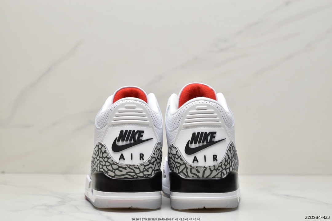 250 Air Jordan AJ3 Retro 罚球线白水泥配色 923096-101