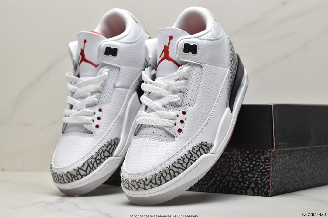 250 Air Jordan AJ3 Retro 罚球线白水泥配色 923096-101