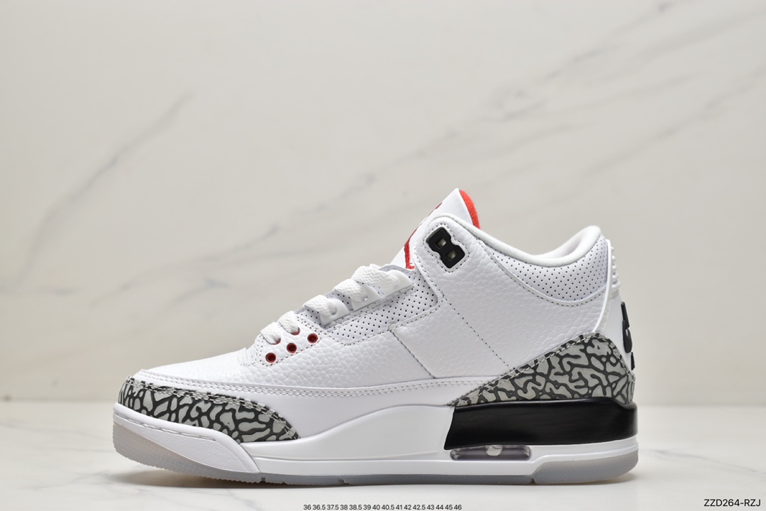 250 Air Jordan AJ3 Retro 罚球线白水泥配色 923096-101