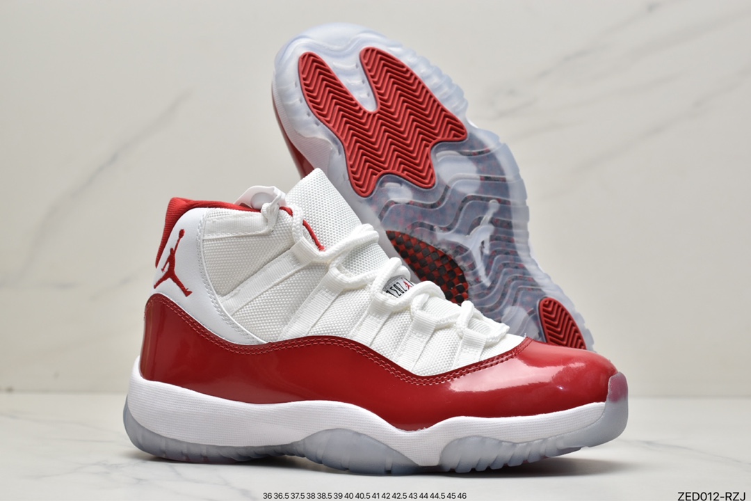 Air Jordan 11 ”Cherry” high-top cherry red shoes adopt white and red color matching CT8012-116