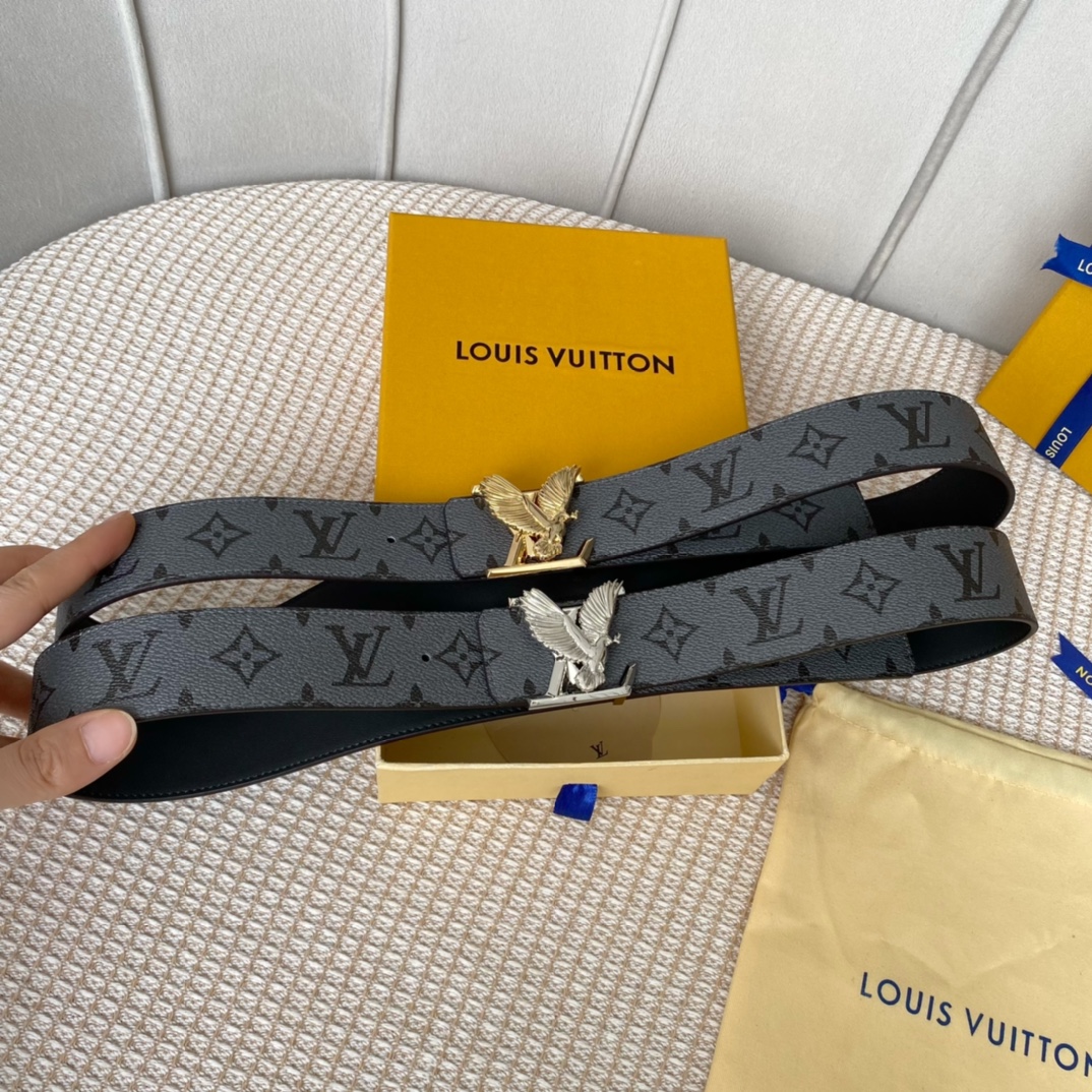 Louis Vuitton Belts Calfskin Canvas Cowhide