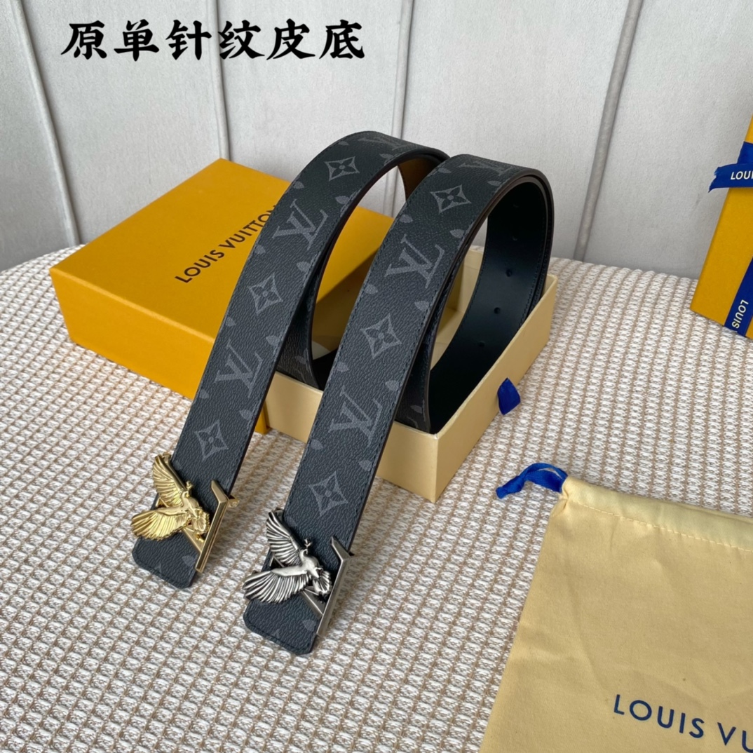 Louis Vuitton Belts Calfskin Canvas Cowhide