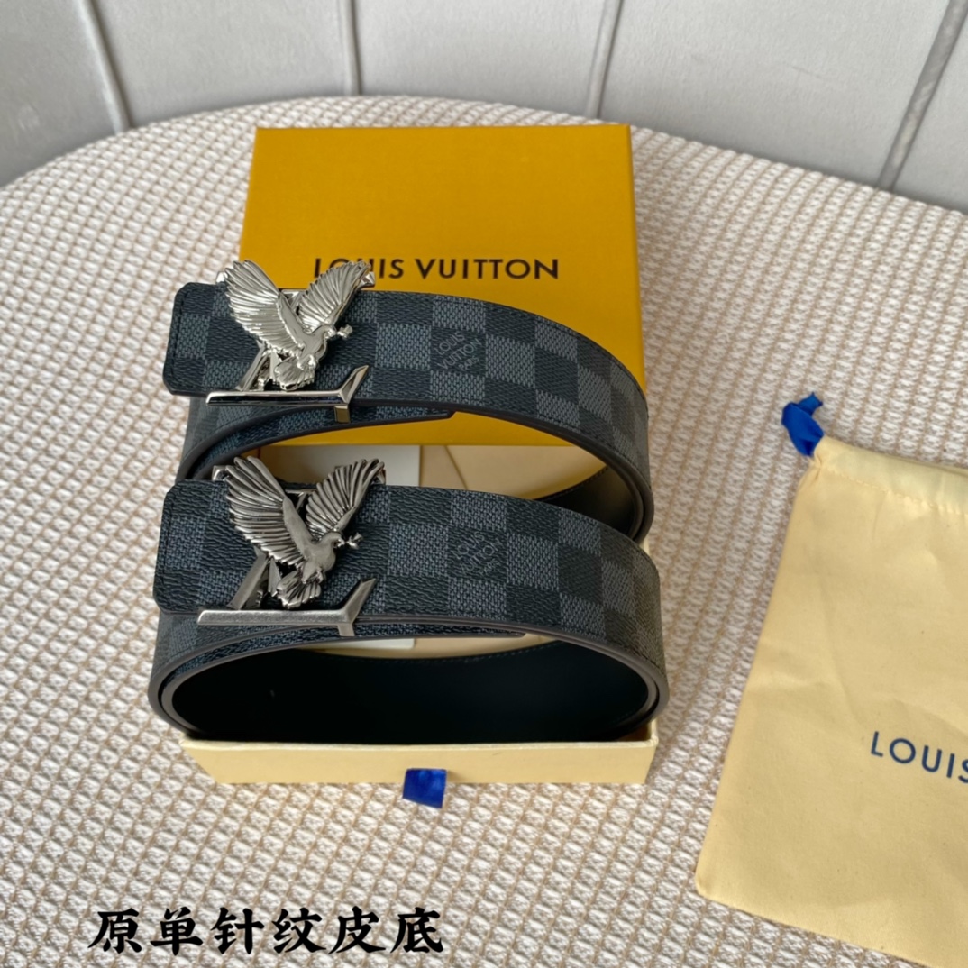 Louis Vuitton Belts Calfskin Canvas Cowhide