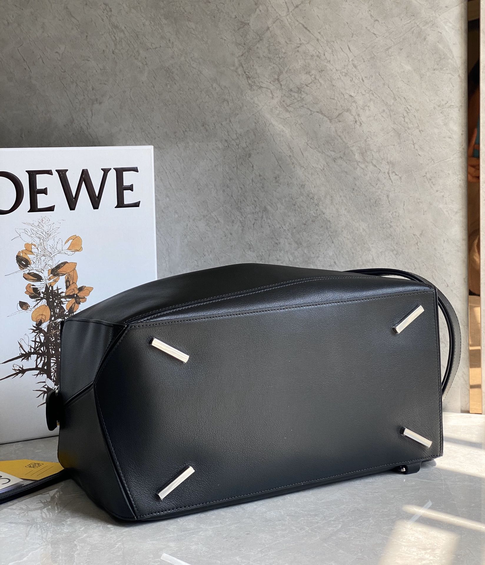 LOEWE Puzzle 35CM BAG 大号几何包 0159黑色/银扣