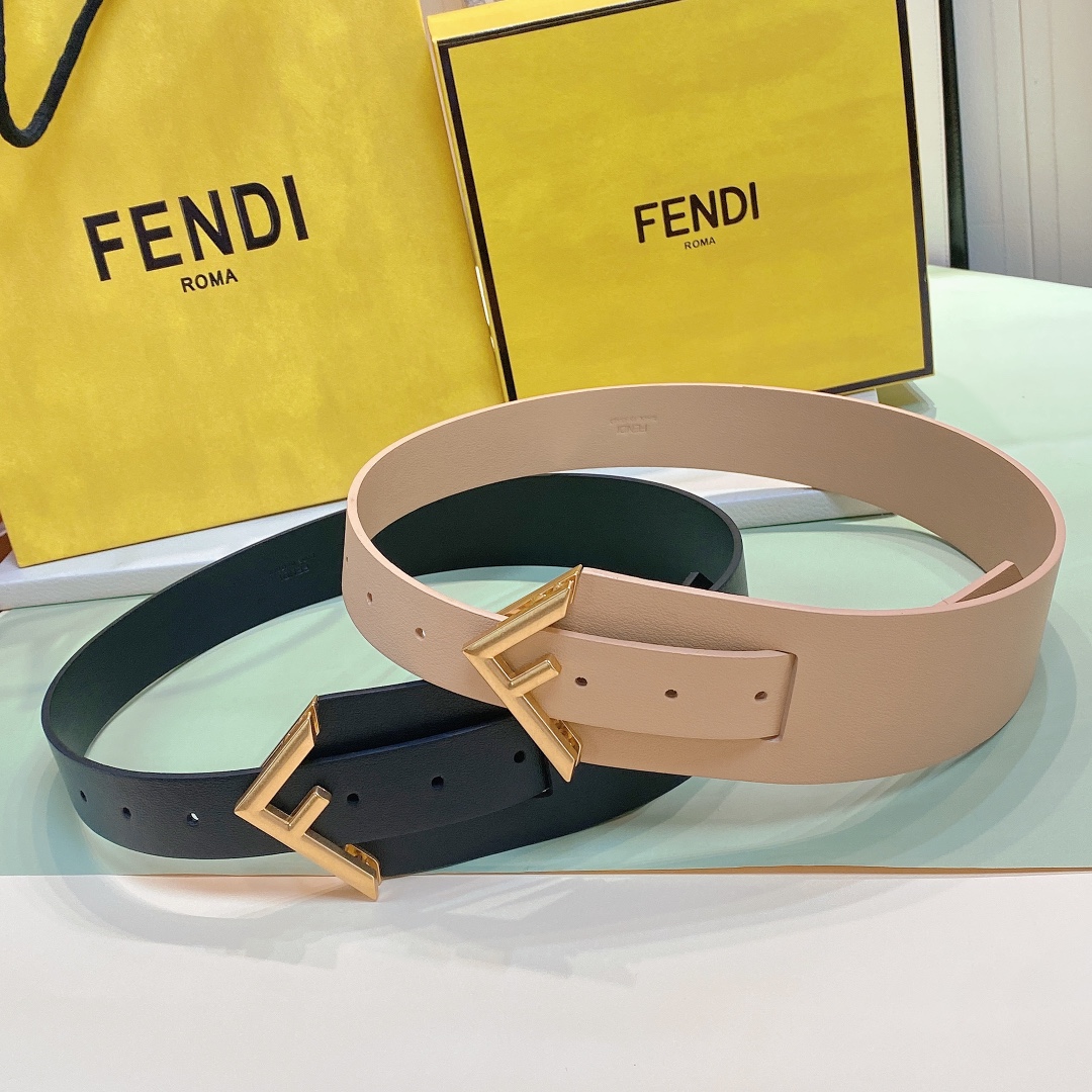[Fendi Belts]FendiFirst nail-buckle open and close waist belt Beige leather ma