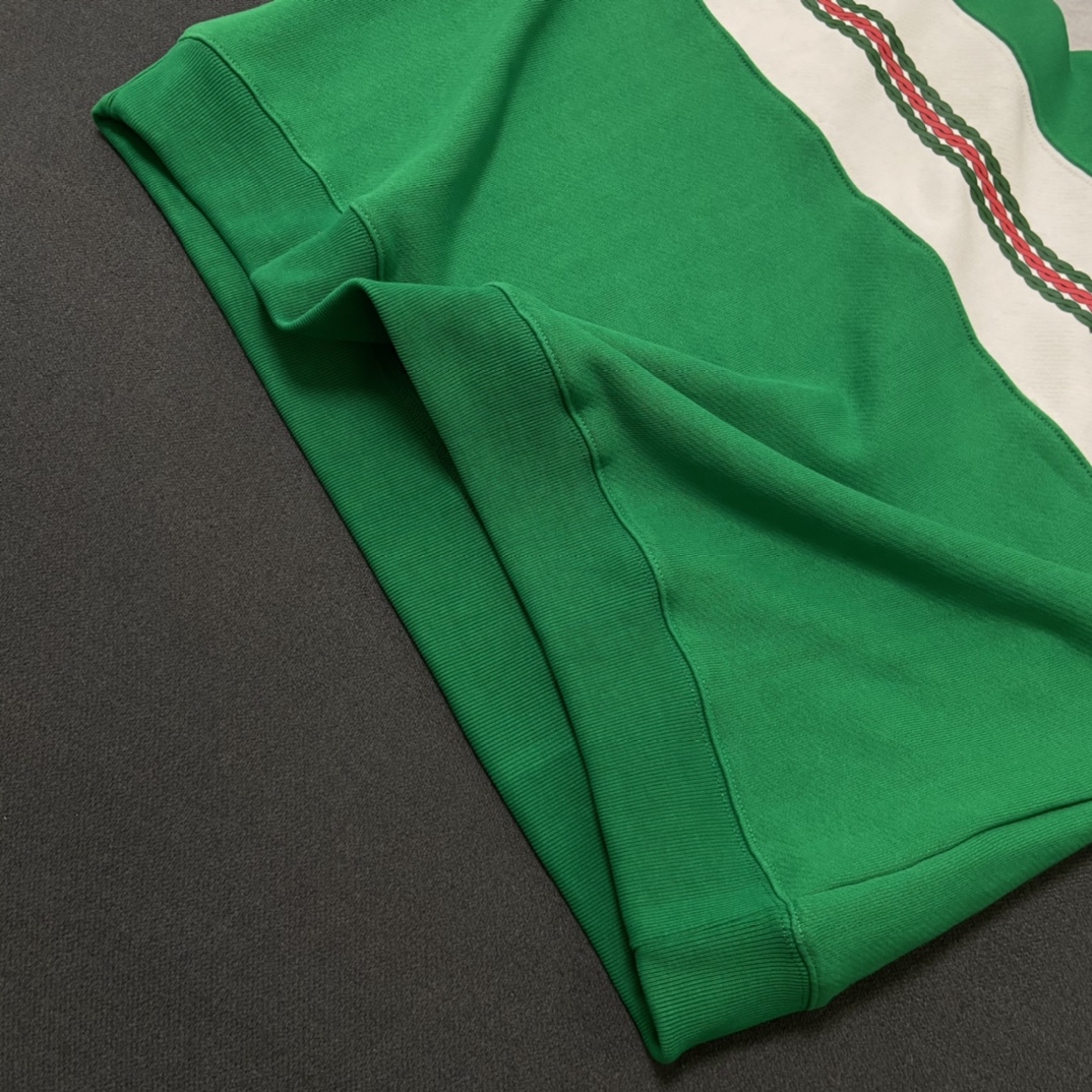 Gucci/古驰 2022FW复古圆领绿色胸前扭绳字母套头卫衣长袖男女同款宽松版