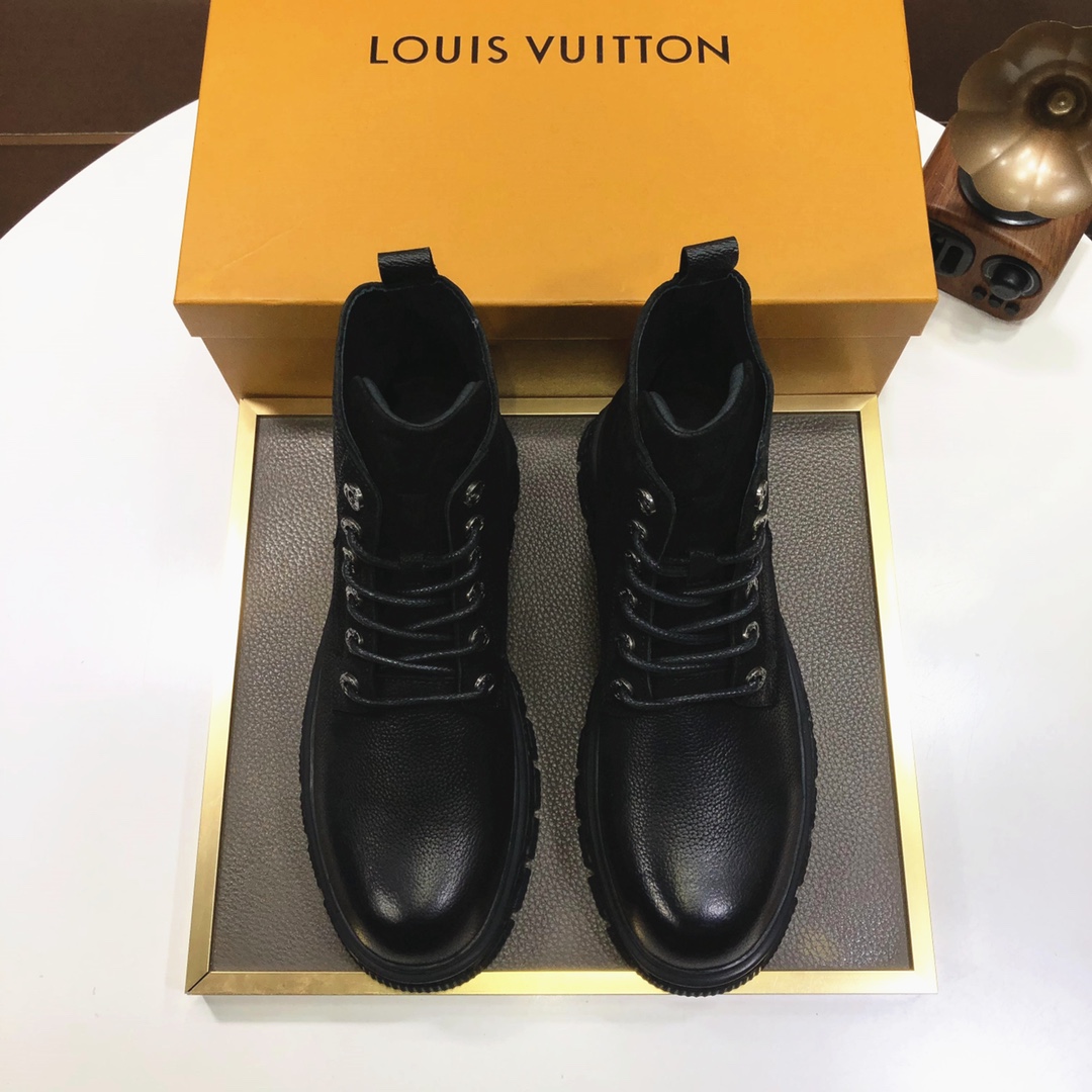 Fábrica 【LOUIS VUITTON】 (todo forro de piel de oveja) Zapatillas altas LV. Mismo estilo que el sitio web oficial de Lou…