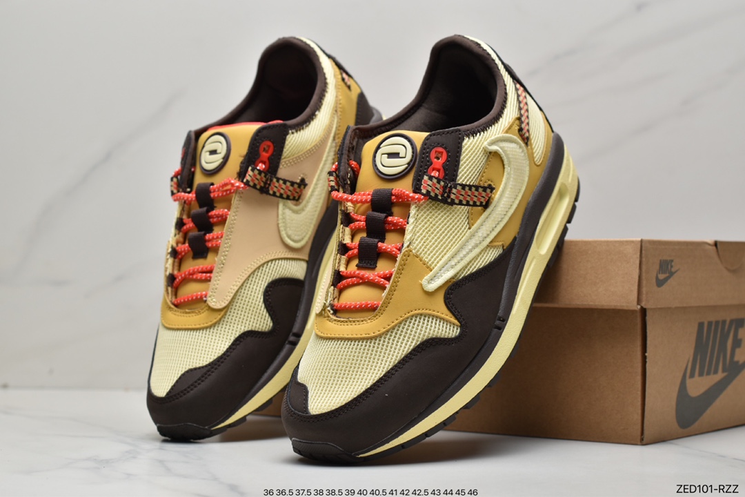 Travis Scott x Nike Air Max 1 ”Cactus Jack” Revised Low Top Retro Jogging Shoes DO9392-200