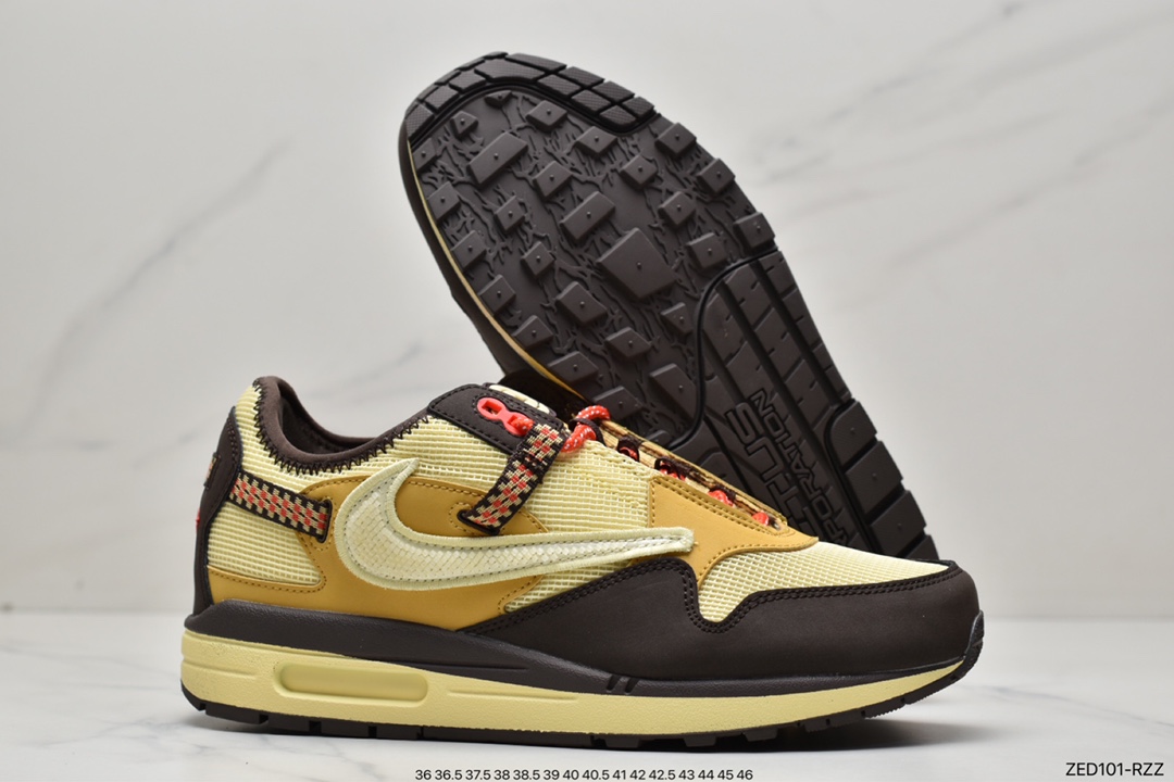 Travis Scott x Nike Air Max 1 ”Cactus Jack” Revised Low Top Retro Jogging Shoes DO9392-200