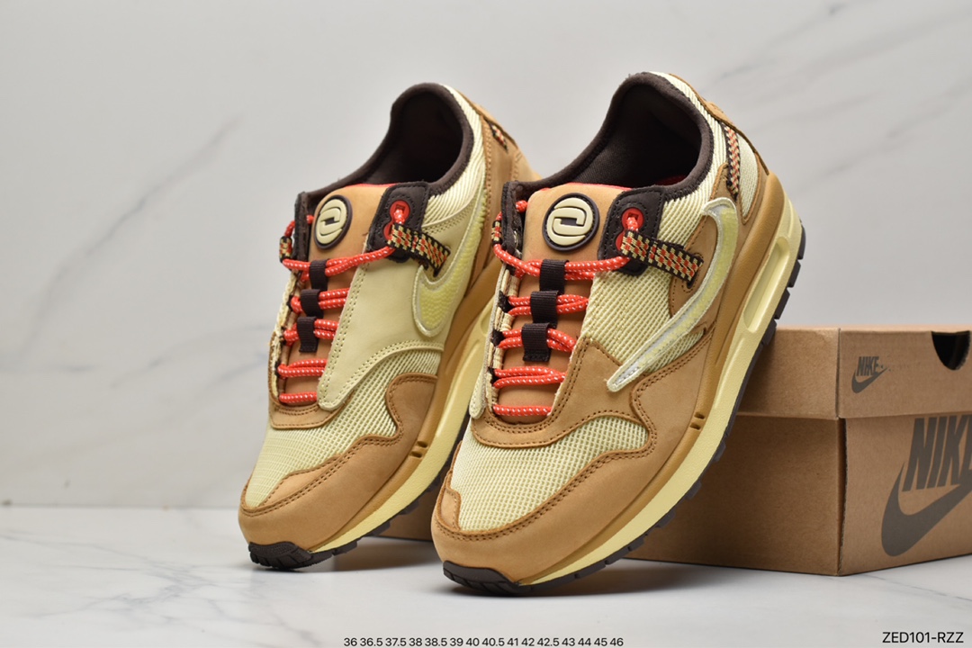 Travis Scott x Nike Air Max 1 ”Cactus Jack” Revised Low Top Retro Jogging Shoes DO9392-200