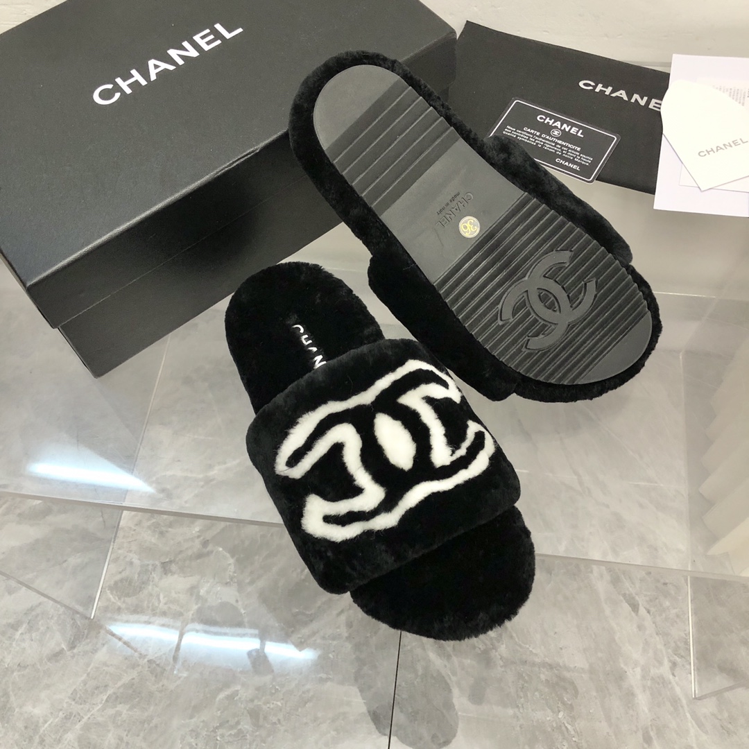 Chanel香奈儿毛毛拖Chanel