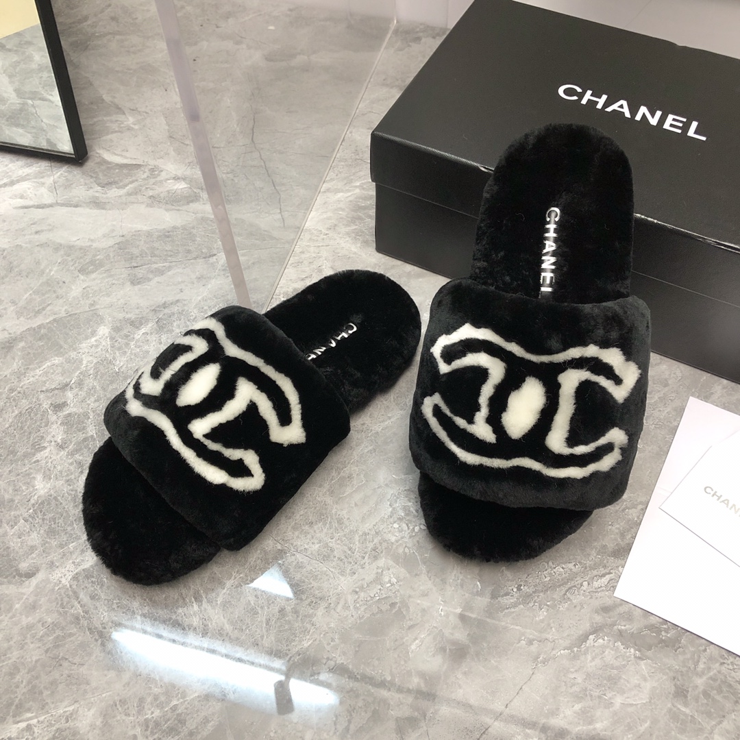 Chanel香奈儿毛毛拖Chanel