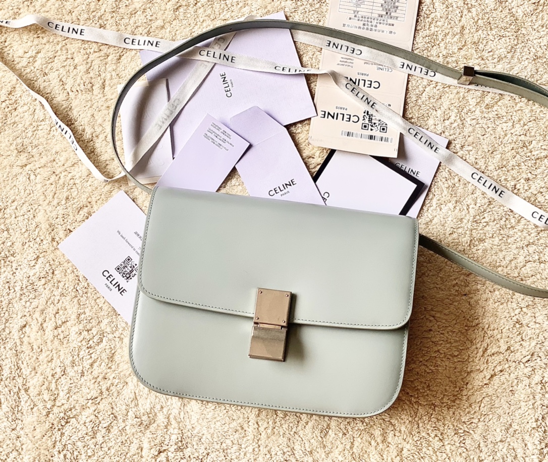 CELINE赛琳自然细牙签纹box牛皮肩背包164173