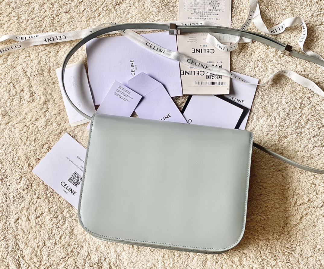 CELINE赛琳自然细牙签纹box牛皮肩背包164173