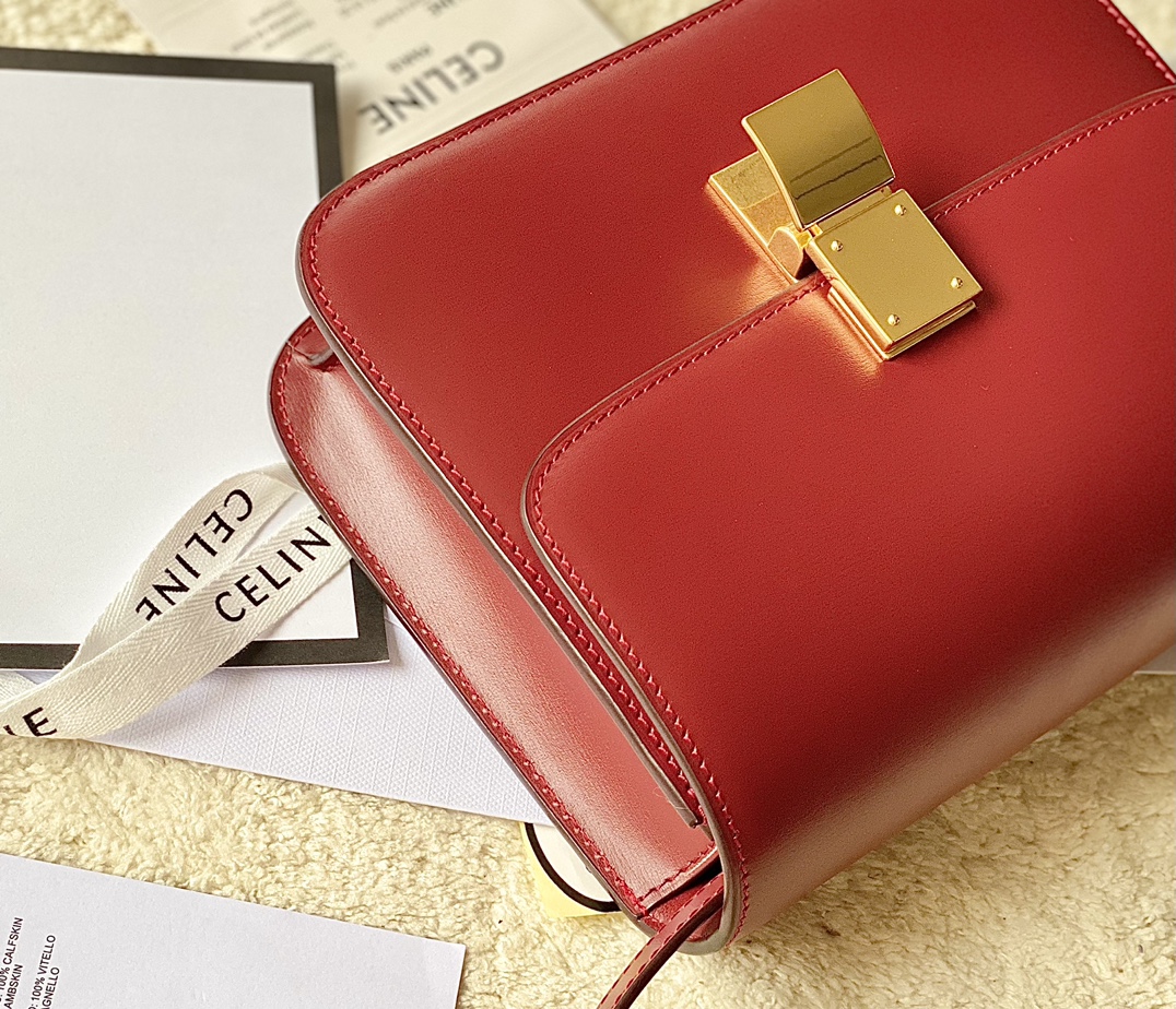 CELINE赛琳自然细牙签纹box牛皮肩背包192523
