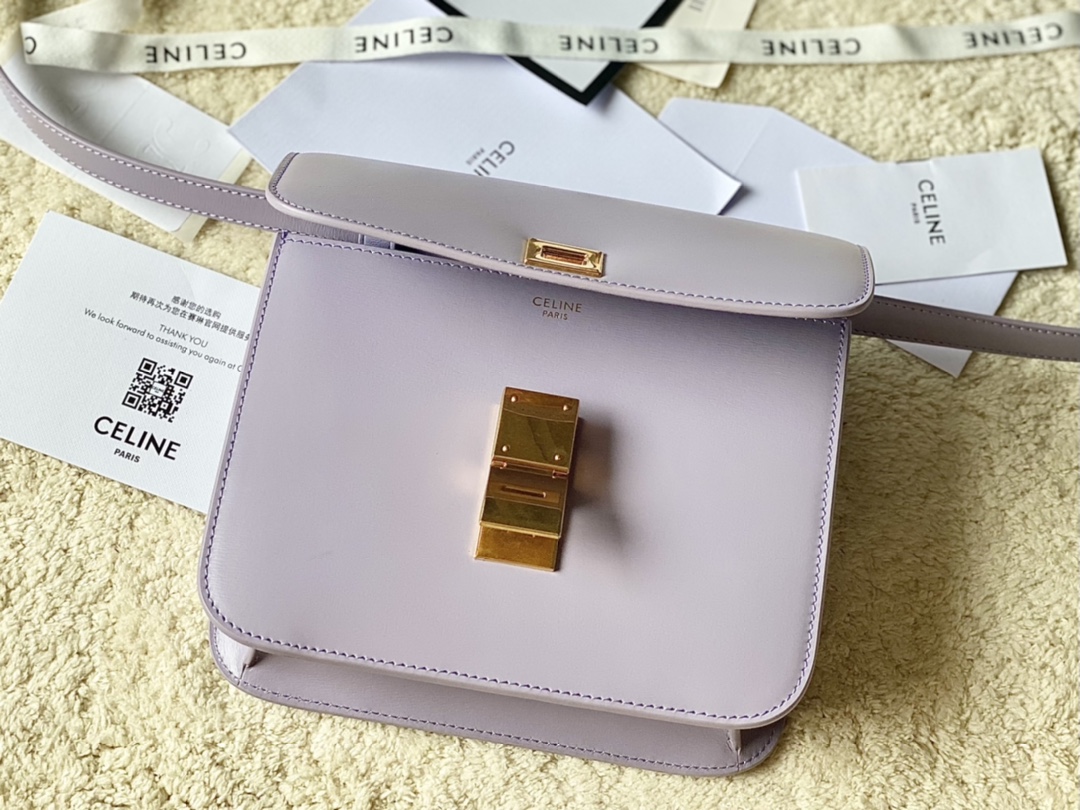 CELINE赛琳自然细牙签纹box牛皮肩背包192523