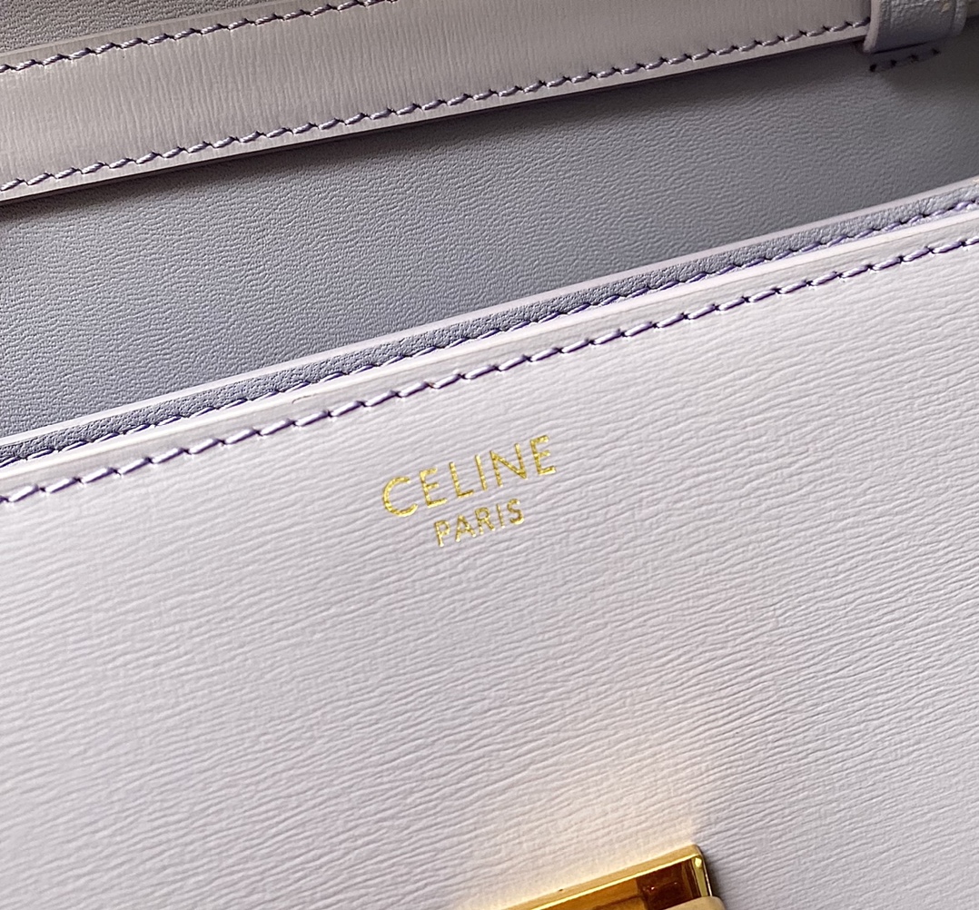 CELINE赛琳自然细牙签纹box牛皮肩背包192523