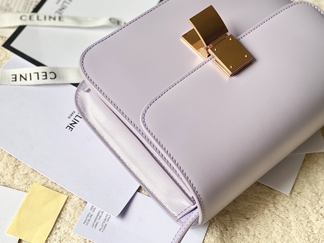 CELINE赛琳自然细牙签纹box牛皮肩背包192523