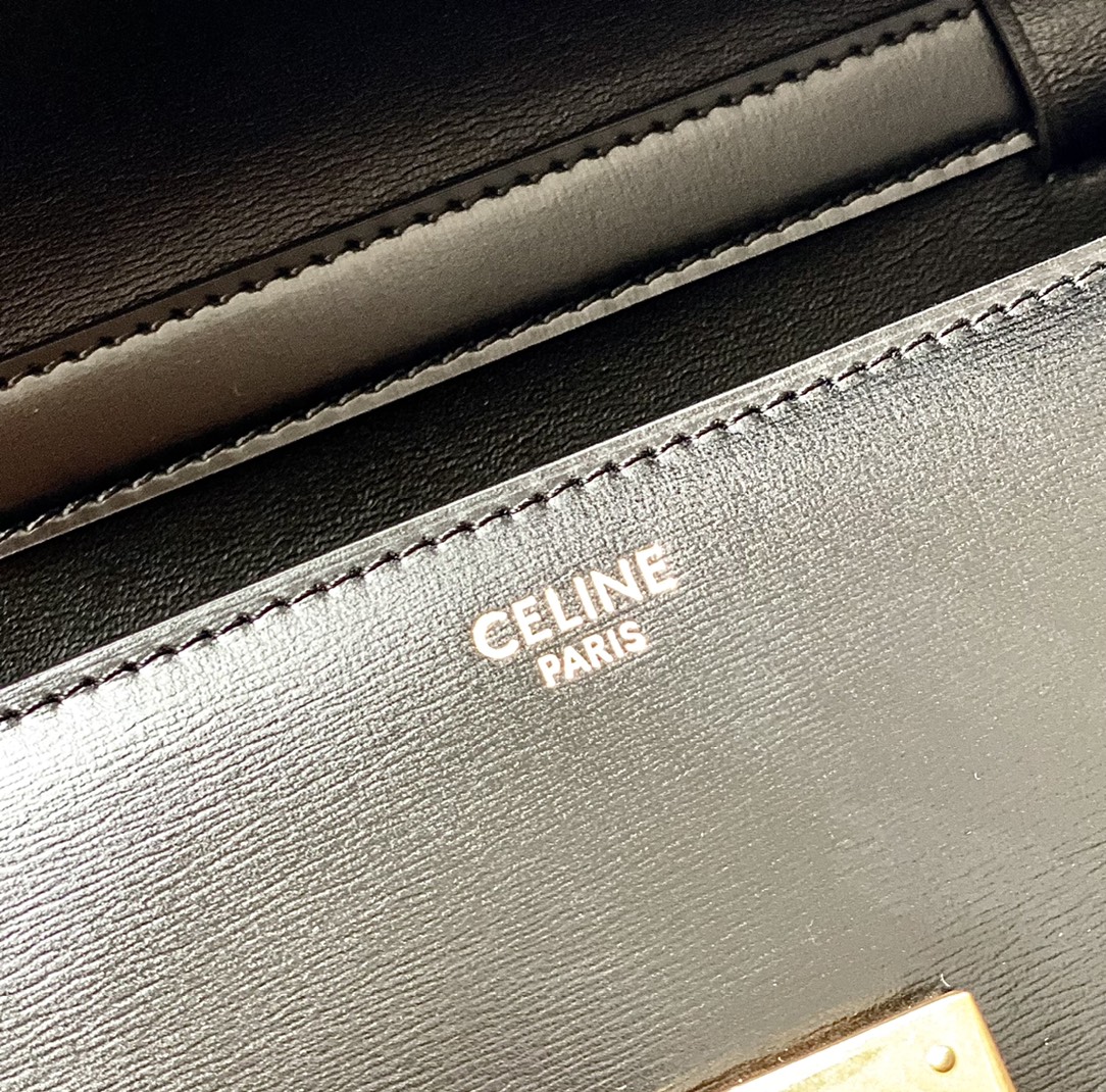 CELINE赛琳自然细牙签纹box牛皮肩背包192523