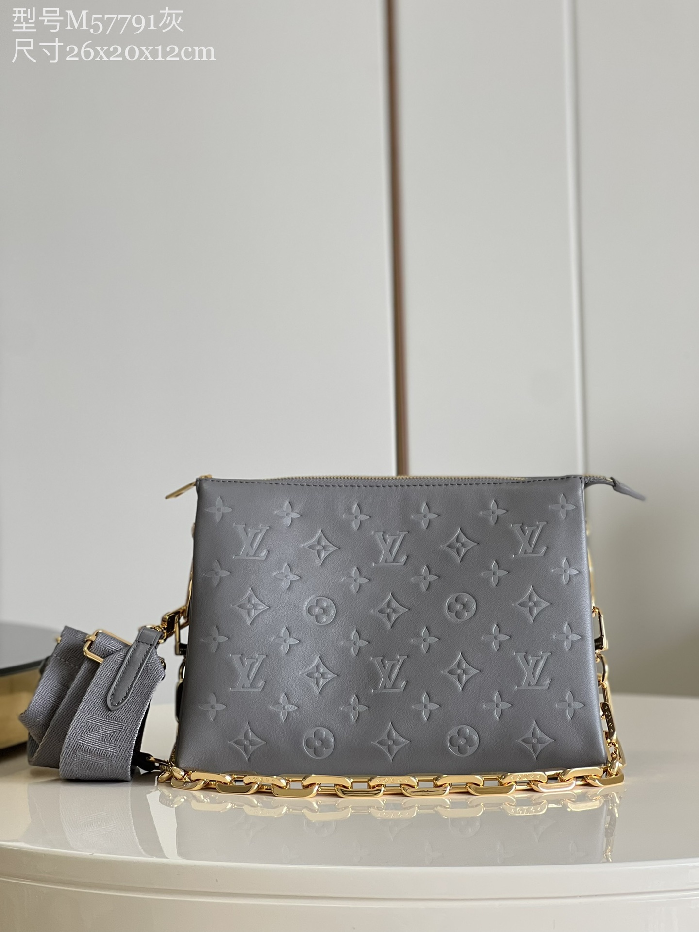 Louis Vuitton LV Coussin Bags Handbags Luxury Fashion Replica Designers
 Grey Sheepskin Chains M57791