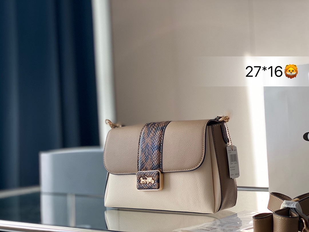 J5 9月 Grace Shoulder bag  Coach 蔻驰 9月 Grace Family Gatv 吴谨言同款包包 两个肩带 也可作为斜挎包 ＆象牙白色撞色拼接好看哟 尺寸27*16cm