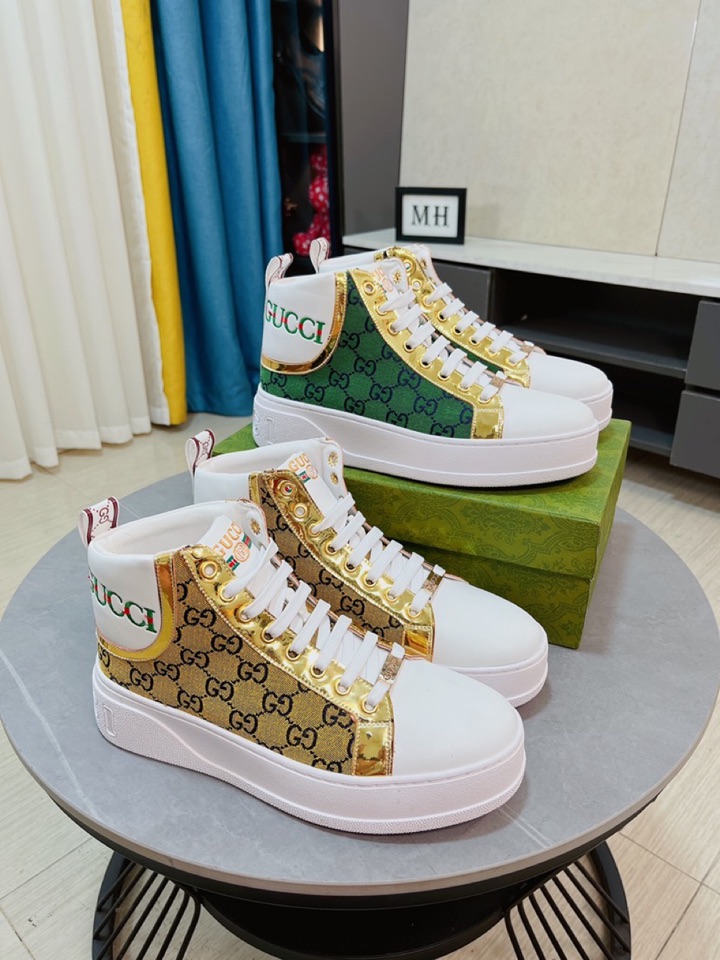 I5 Gucci  古奇 高帮最新時尚休闲男鞋，潮流百搭之款，轻松运动风，鞋面意大利进口鳄鱼纹牛皮真皮内里 加超精细做工。原版个性时尚半气垫增高大底大底，上脚轻巧舒适，码数38-44