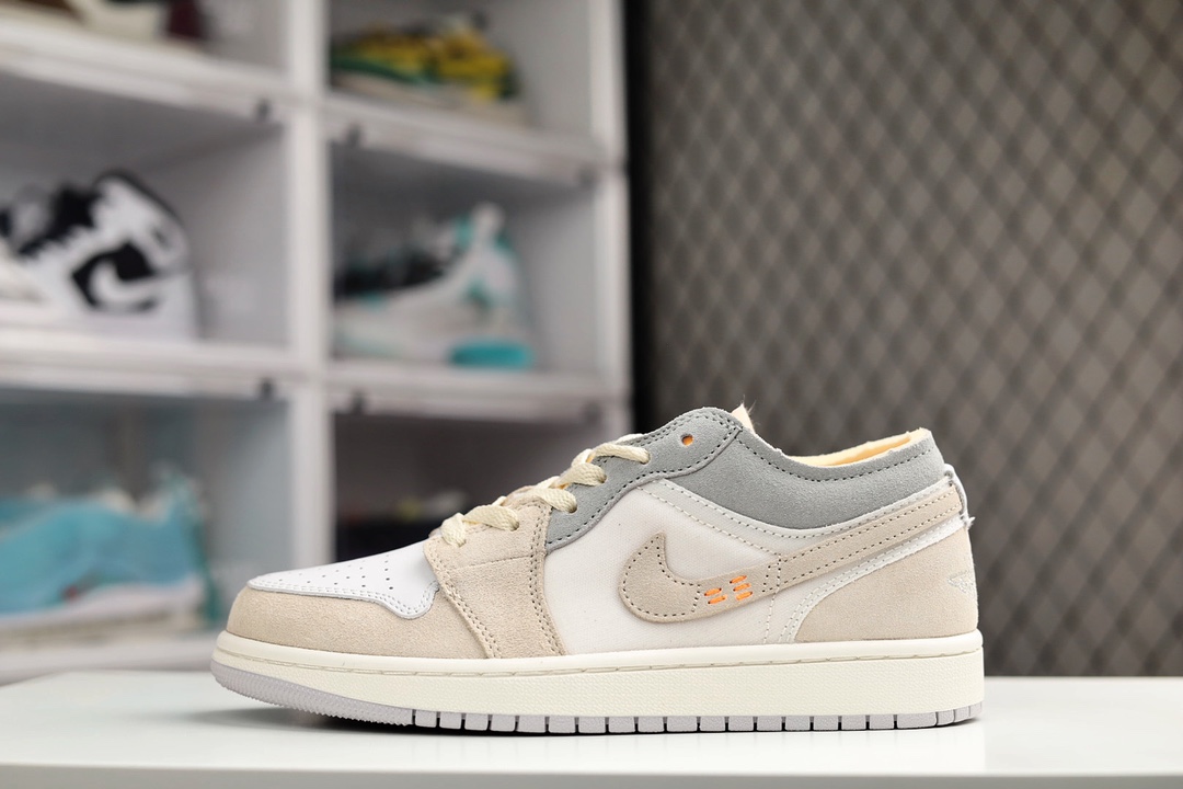 G0 公司级Air Jordan 1 Low 白灰拼接官方同步新色 原装级产物拒绝公底 立体鞋型 细节完美 高清洁度 购置公司同步原材料 原汁原味 忠于原版