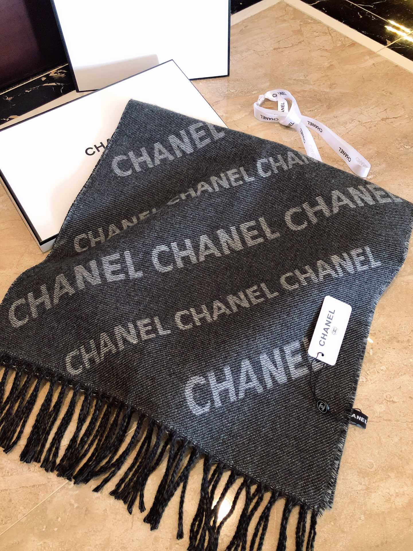 Chanel Haute Couture Silk Twill Scarf Shawl Ref 3