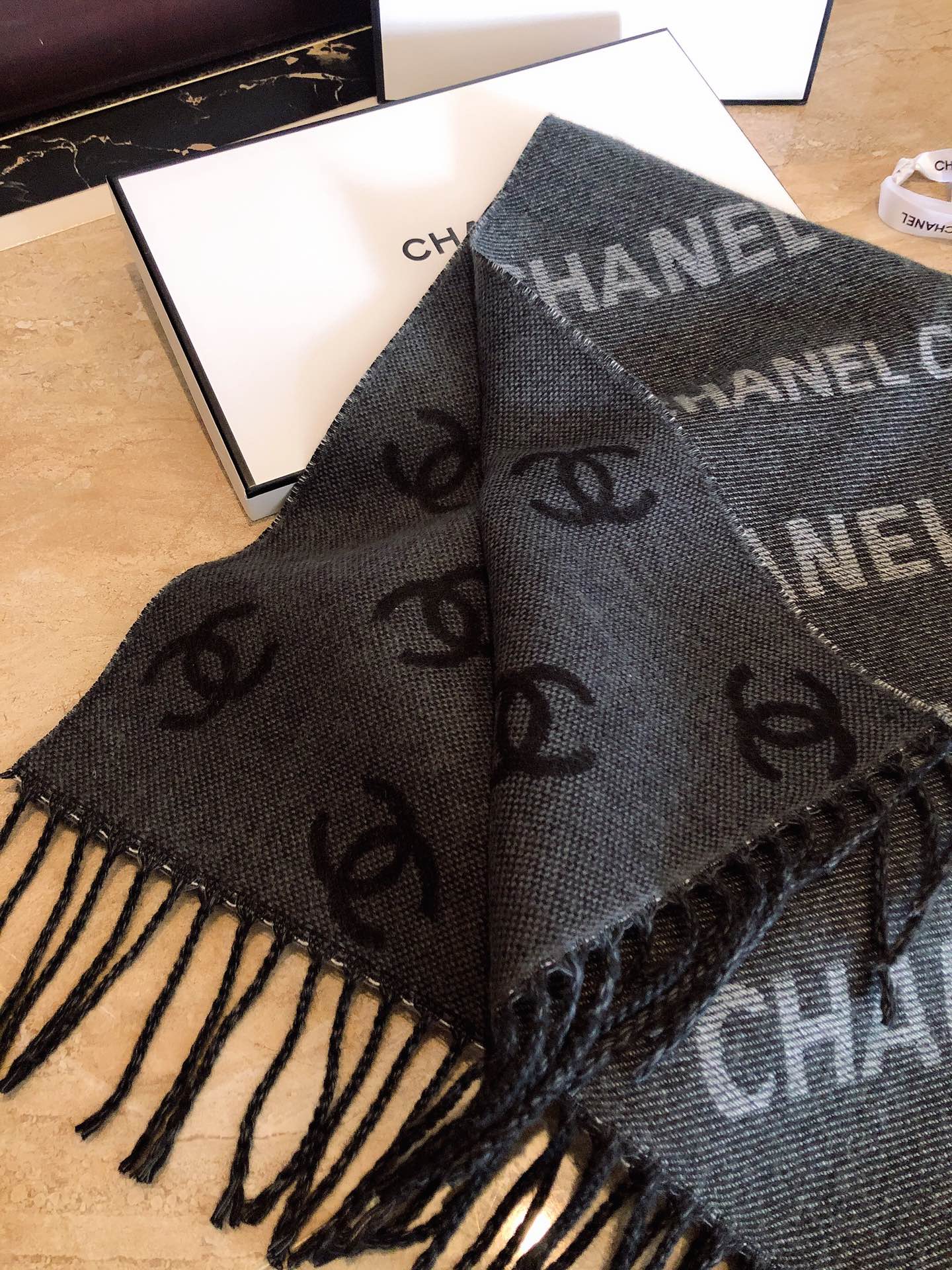 Chanel Haute Couture Silk Twill Scarf Shawl Ref 4
