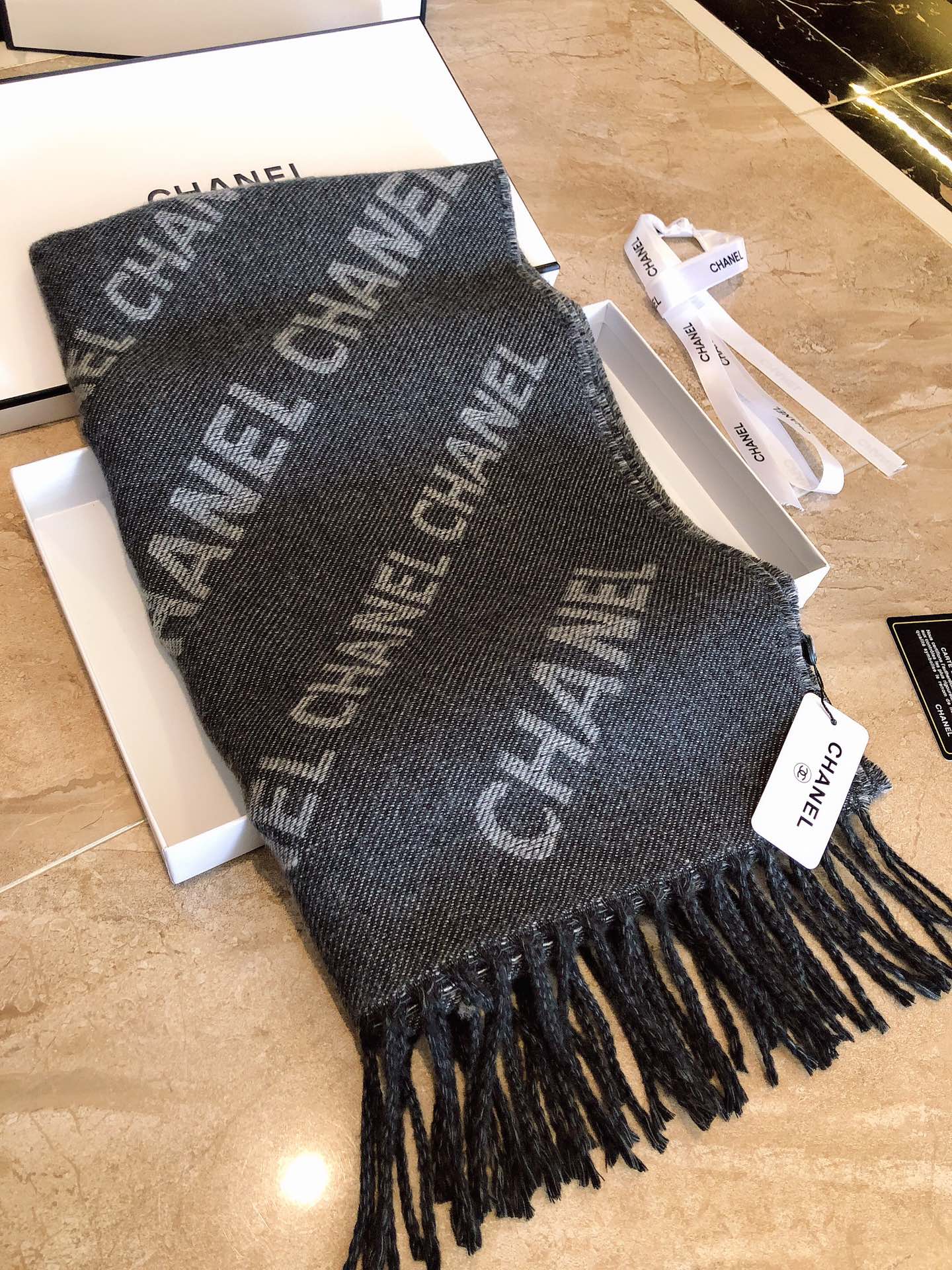 Chanel Haute Couture Silk Twill Scarf Shawl Ref 5