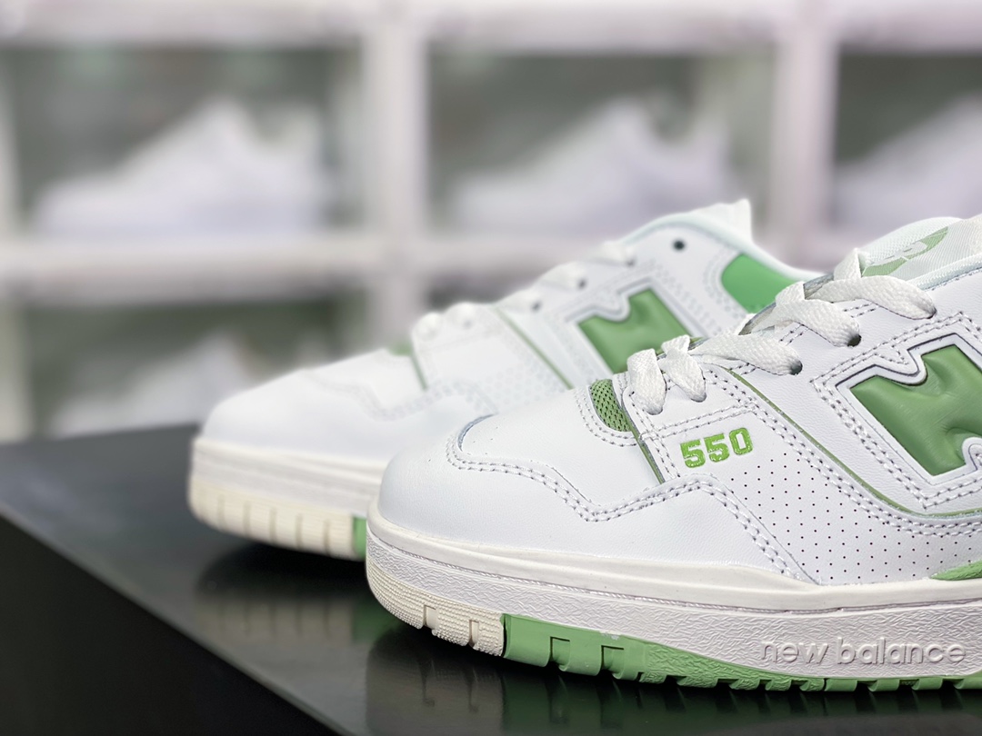 BB550 Series Classic Retro Low Top Casual Sports Basketball Shoes ”Leather White Apple Green” BB550FS1