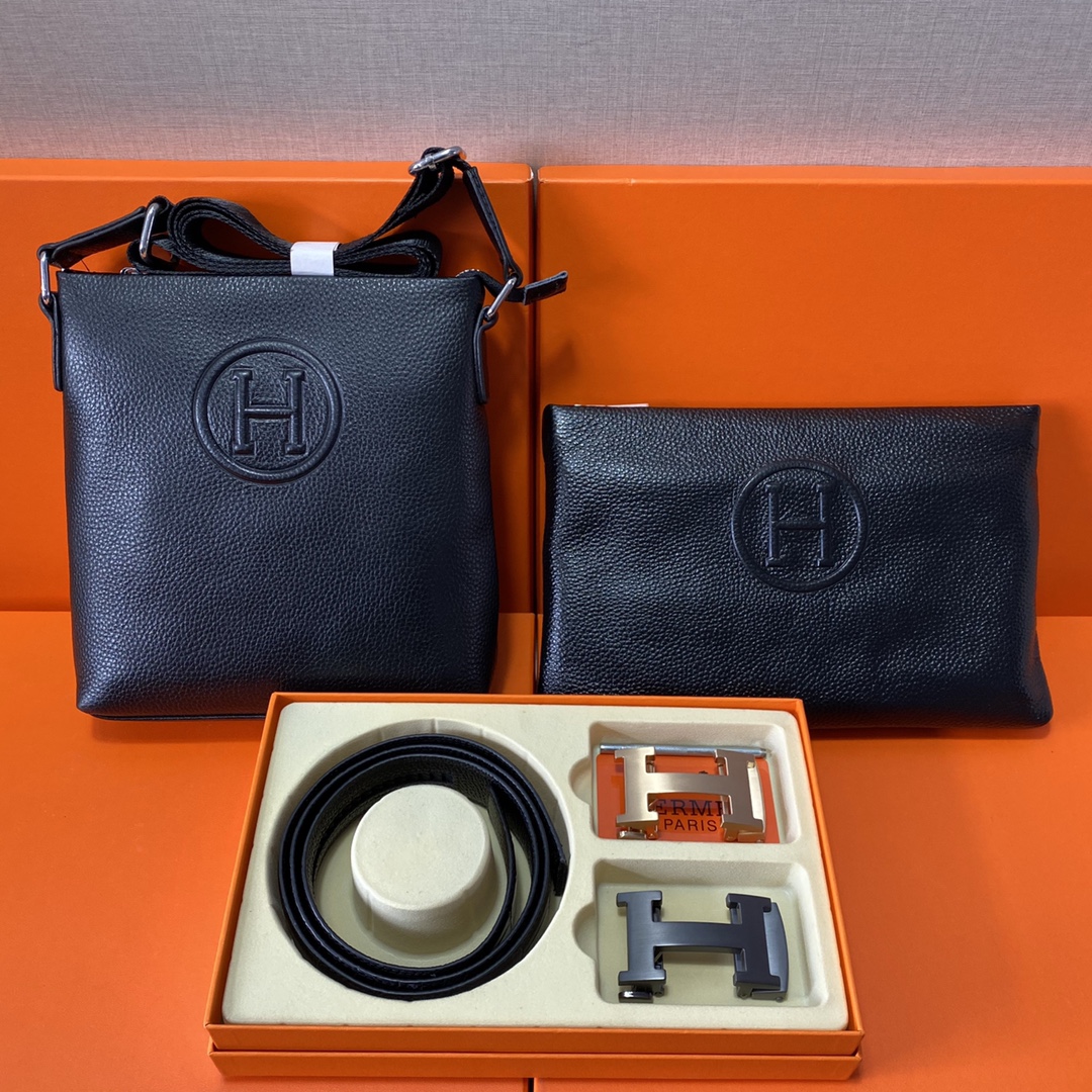 J0 Hermes 爱玛仕  头层皮质组合礼盒包装腰带俩款包包超级组合 公文包包是很实用的选择.手提包日常是非常适合的. 双扣皮带：头层皮质带身搭配3.5cm广州原版扣头 尺寸爱马仕斜挎包：长20cm宽4cm高22cm\r  爱马仕手提包：长25cm宽2cm高16cm