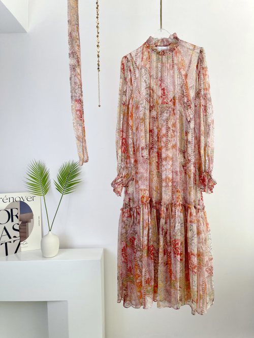 Zimmermann Kaleidoscope Floral Print Silk Midi Dress with Ruffled Details 1 Zimmermann Kaleidoscope Floral Print Silk Midi Dress with Ruffled Details