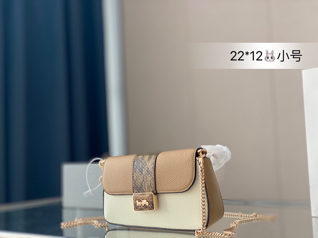 J5 小号  Coach 蔻驰 9月 Grace Shoulder bag  Coach 蔻驰 9月 Grace Family Gatv 吴谨言同款包包 两个肩带 也可作为斜挎包 ＆象牙白色撞色拼接好看哟 尺寸22*12cm