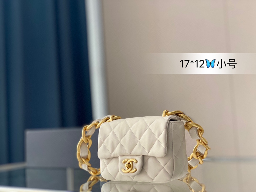 K0  飞机盒折叠包装 Chanel 香奈儿 粗链条方胖子 高级品牌VI包包尺寸：17*12 小号