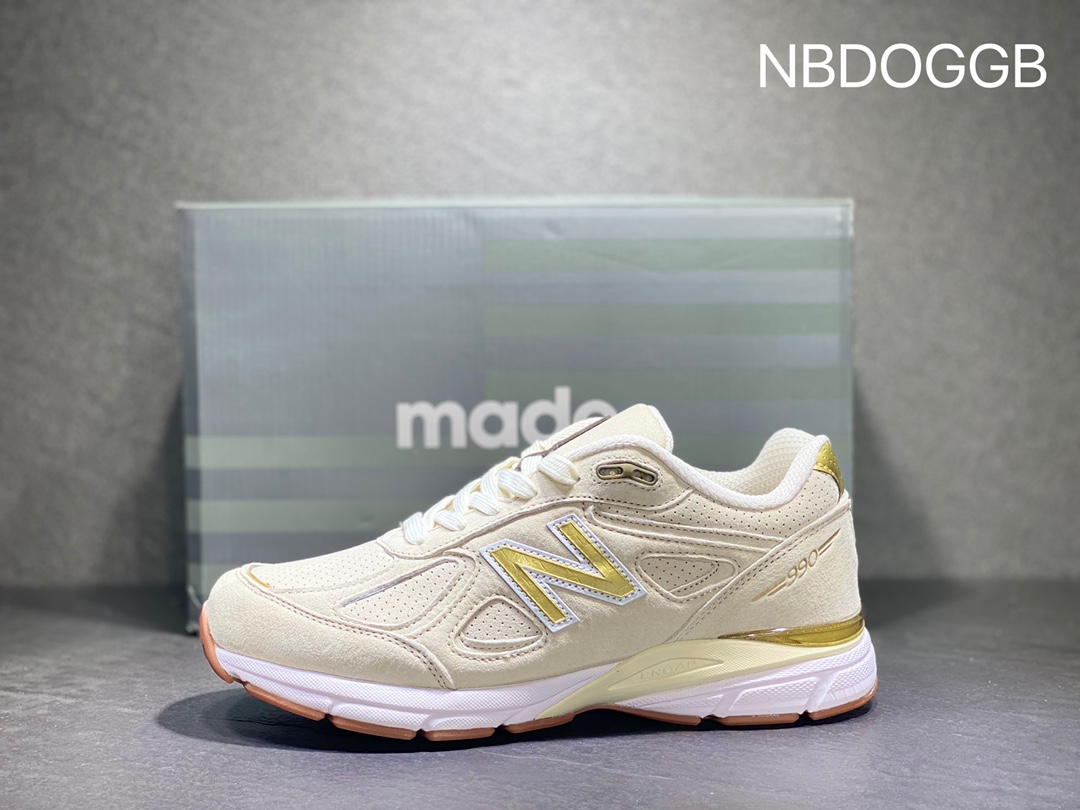 New Balance 990v4 Angora Low Top Running Shoes Beige M990AG4