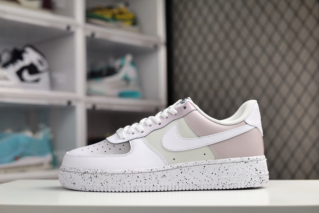 H0 官方同步发售 公司级 NIke Air Force 1 ’07 灰粉泼墨渐变 空军一号低帮休闲板鞋 原楦头原纸板 纯正空军版型 定制鞋盒 全掌内置全掌气垫 原厂中底钢印 拉帮完美