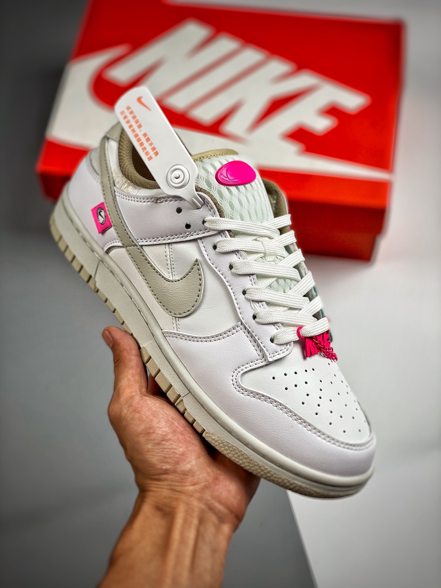 Núcleo 3 Nk Dunk SB Low blanco/rosa, cordones rosas, mejor relación calidad-precio, lanzamiento real, materiales de pri…