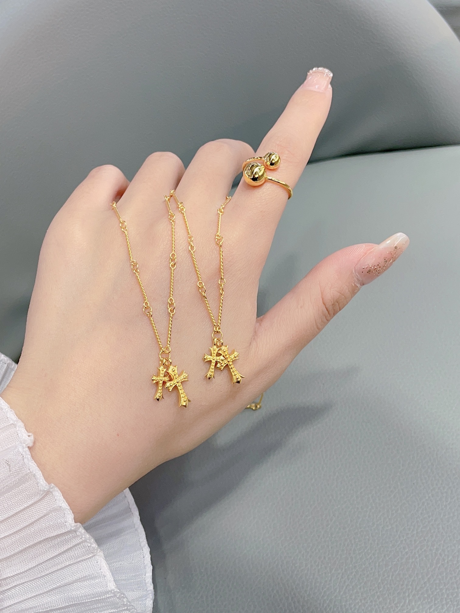 Chrome Hearts 新款素金mini版克罗心十字架项链