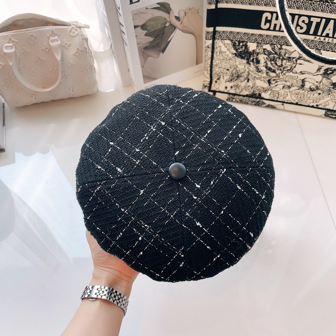 [Chanel Hats]CHANEL CHANEL autumn and winter new woolen nylon fabric beret Pat