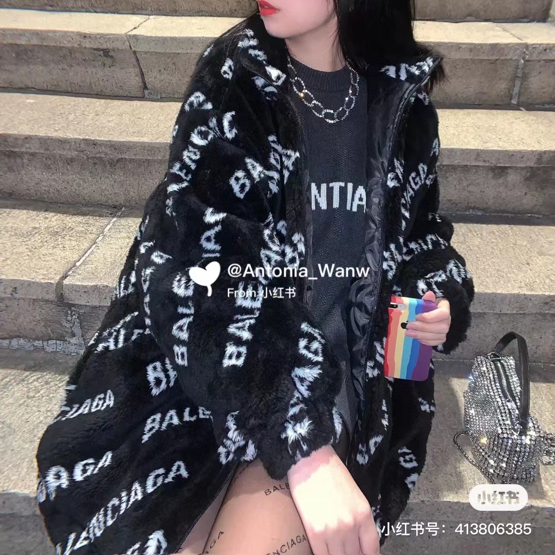 Z1059 BALENCIAGA巴黎世家2021ss新款弹幕羊羔绒棉服情侣休闲外套