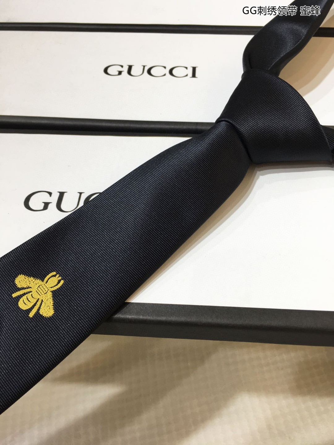 GUCCI古驰100%顶级提花真丝GG刺绣领带