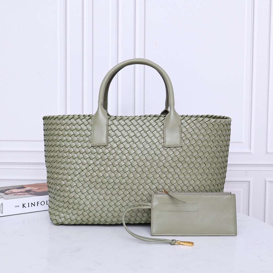Leather Woven Tote Bag Small Card Holder
