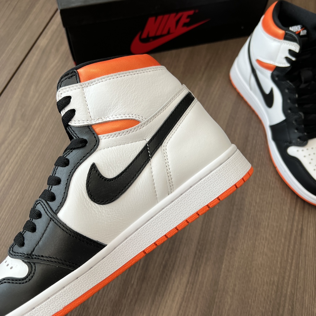 Hermès Air Jordan1Retro High OG"Electro Orange"黑白橙黑脚趾扣碎4