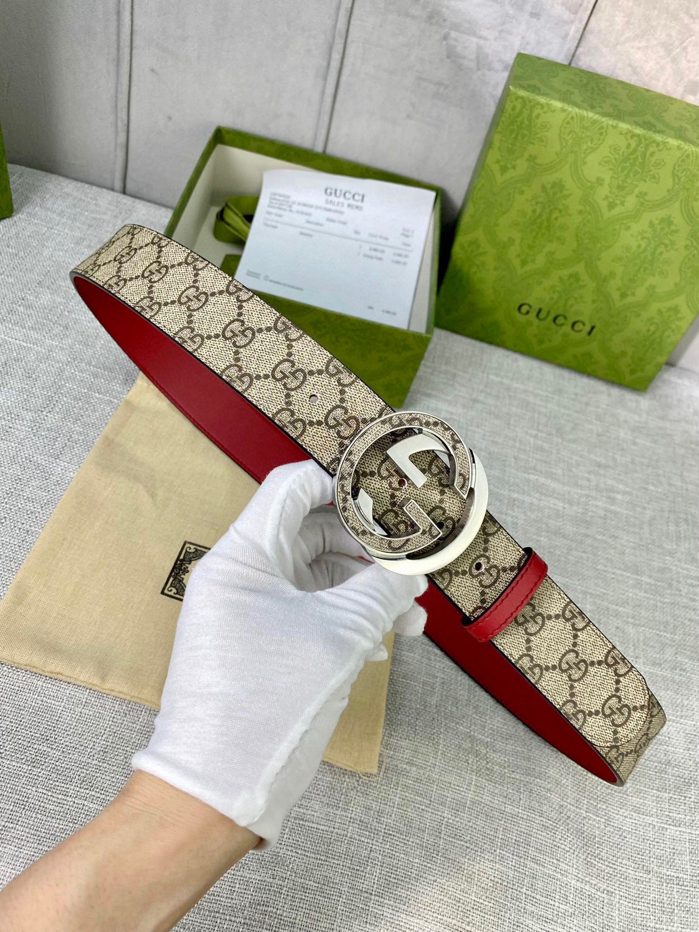 宽度4.0cmgucci双面腰带一侧