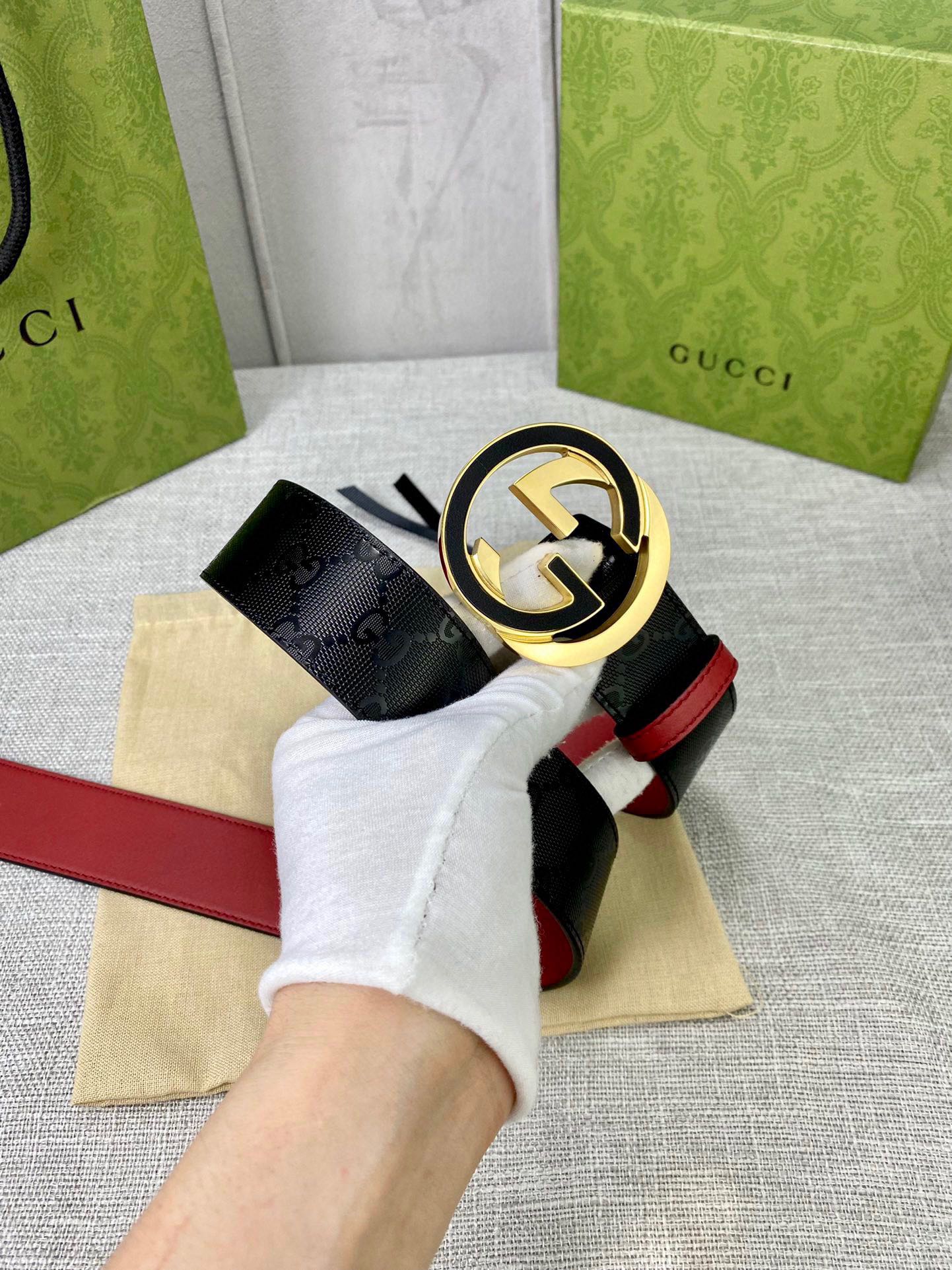宽度4.0cmgucci双面腰带一侧