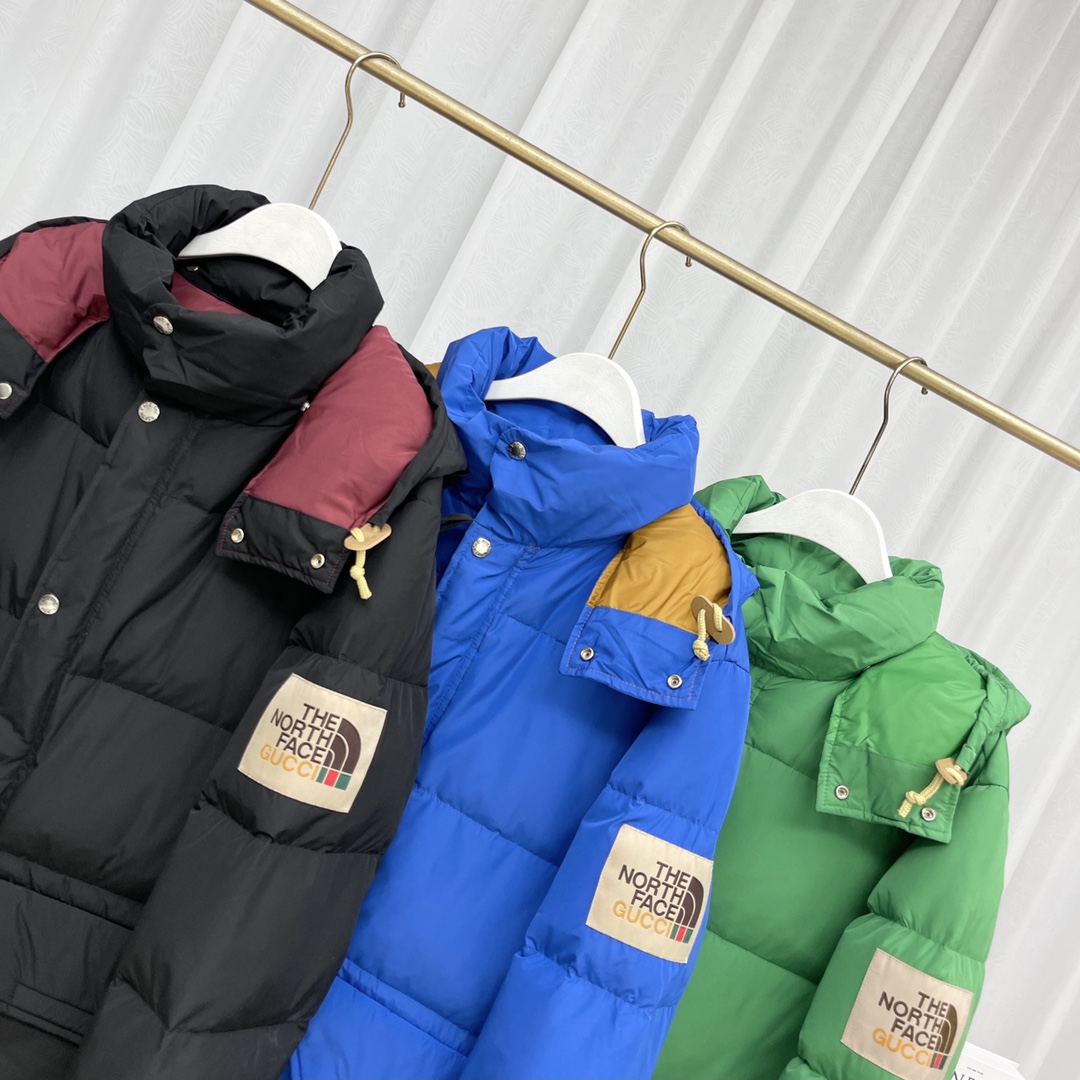 430 The North Face 北面联名GUCCI TNF口袋保暖情侣男女休闲羽绒服