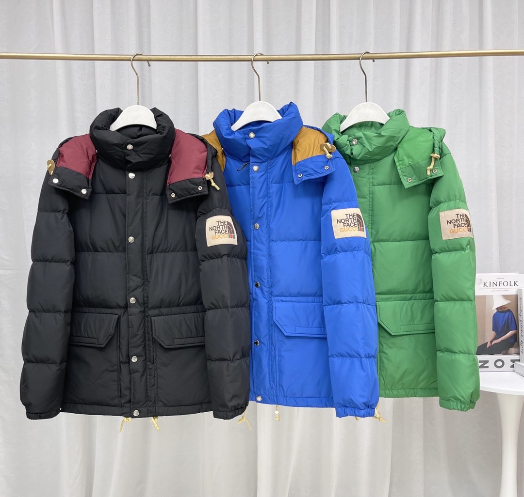 430 The North Face 北面联名GUCCI TNF口袋保暖情侣男女休闲羽绒服