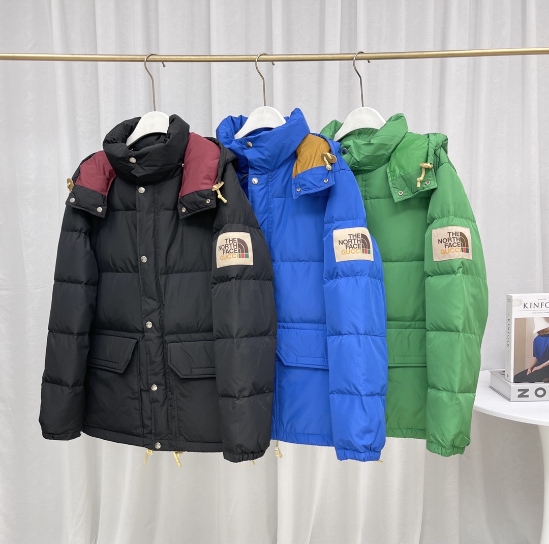 430 The North Face 北面联名GUCCI TNF口袋保暖情侣男女休闲羽绒服